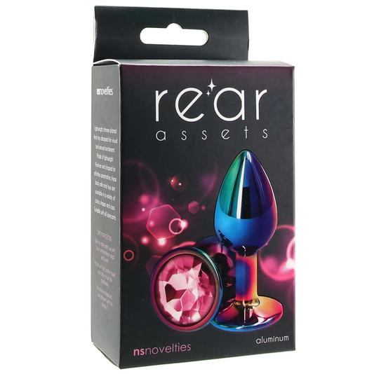 Small Aluminum Plug with Pink Gem in Multicolor