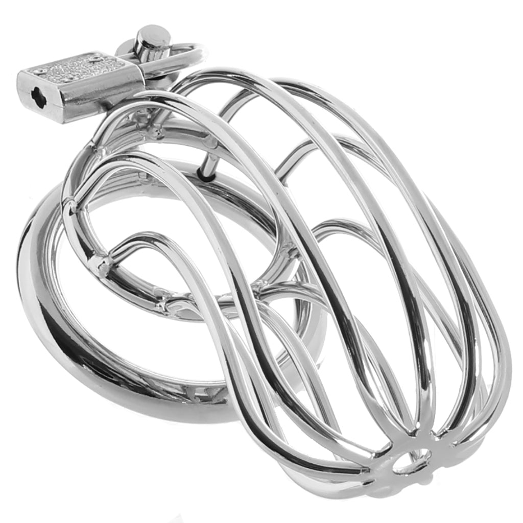 Blue Line Prisoner Cock Cage in Silver